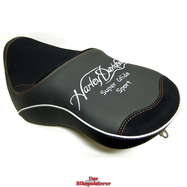 Harley Davidson "Dyna": div. Stickerei, +2cm, Ziernaht ➔ Sitz *NEU* beziehen
