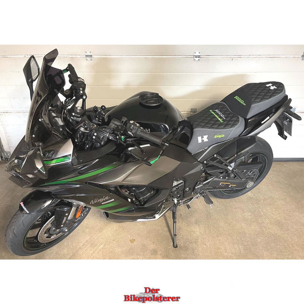 Kawasaki "Ninja 1000SX": Rautensteppung, Stickereien,  Ziernähte ➤ Motorradsitz *NEU* beziehen