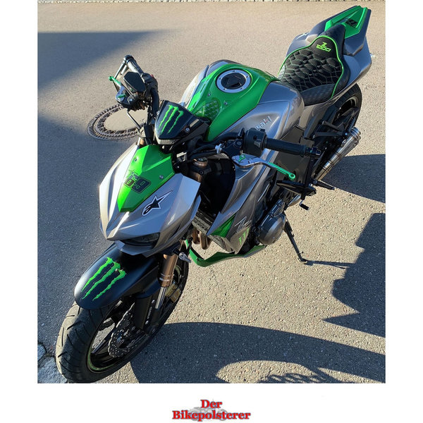 Kawasaki "Z 1000": Lendenstütze, Wabensteppung, Stickerei, Keder ➤➤ Solo/Fahrersitz *NEU* beziehen