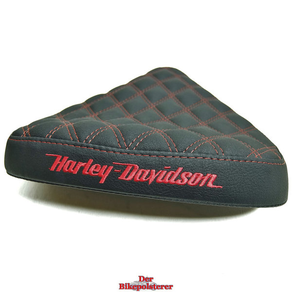 Harley "Bobber/Federsattel": Stickerei, Rautensteppung, Ziernaht ➔ Motorradsitz *NEU* beziehen