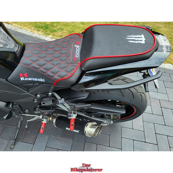Kawasaki "Z 1000 SX": Rautensteppung, 6x Stickerei, Lack-Rot Keder ➽ Sitz *NEU* beziehen/polstern